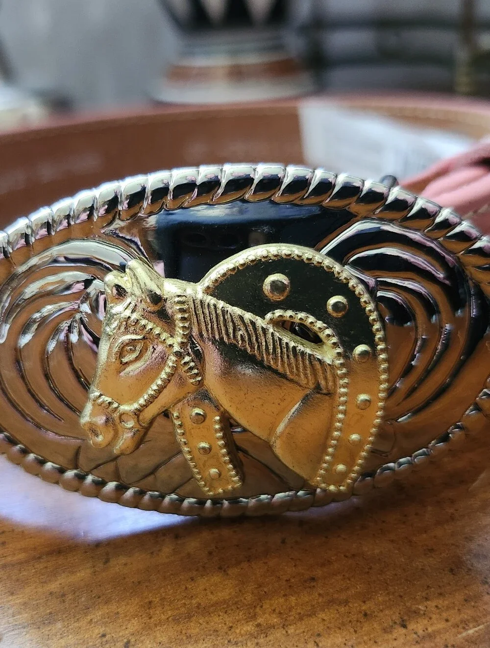 Nocona Pink Leather Girls Belt with Gold Horse Head Buckle